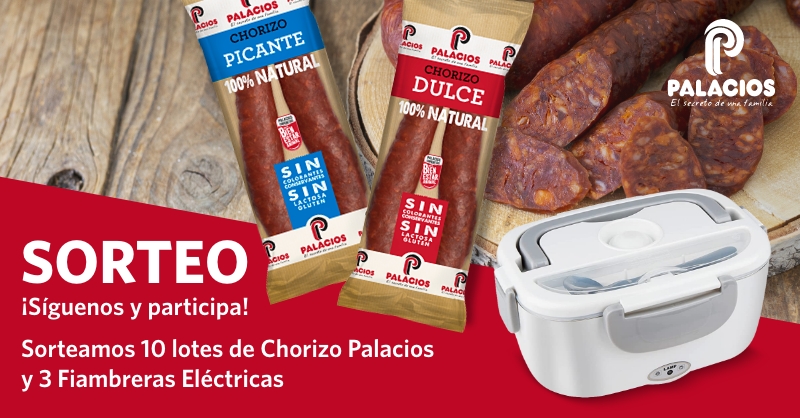 PalaciosGrupo's tweet photo. #SORTEO ¿Qué plato con Chorizo Palacios sueles llevar al trabajo? 
Sorteamos 10 lotes de Chorizo Palacios y 3 Fiambreras Eléctricas. Cuéntanoslo en los comentarios y menciona a ese compañero/a de trabajo que te mira con envidia. Más info y bases legales: https://t.co/zZFR8Oo6MS https://t.co/tdKxkztjmN
