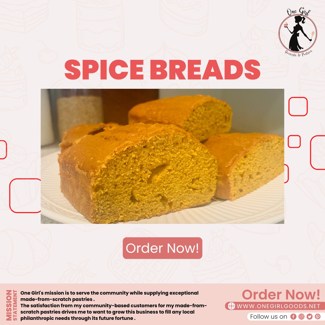 OneGirlandMore's tweet photo. Spice Breads
Order online now!
https://t.co/txNCucnz6I
#Spice #Bread https://t.co/wLw60o5sni