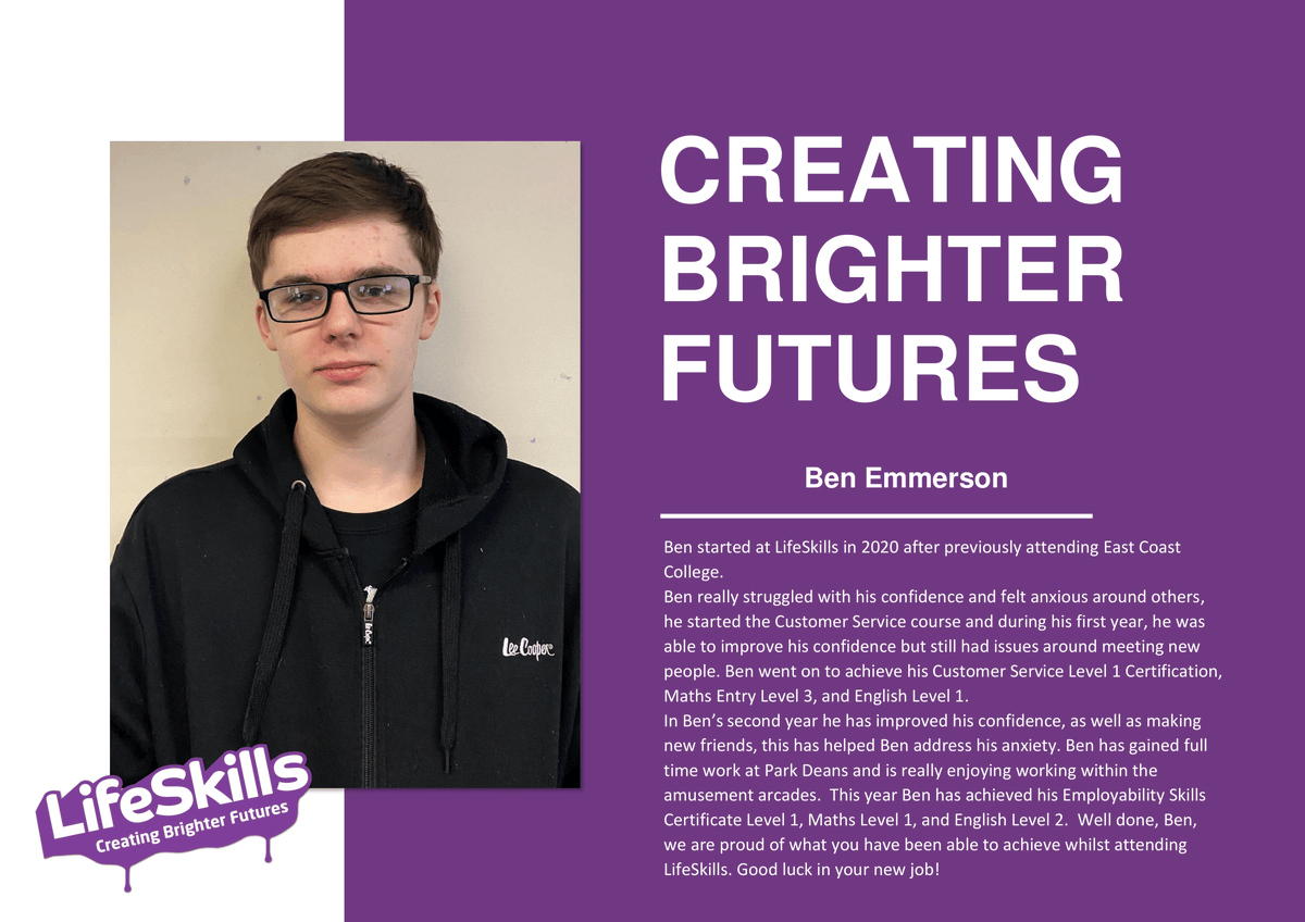 Lifeskills would like to share with you our student successes, please see Ben's success story.
If you would like to know more of what Lifeskills has to offer, you can click on the link below.
bit.ly/3saPpap