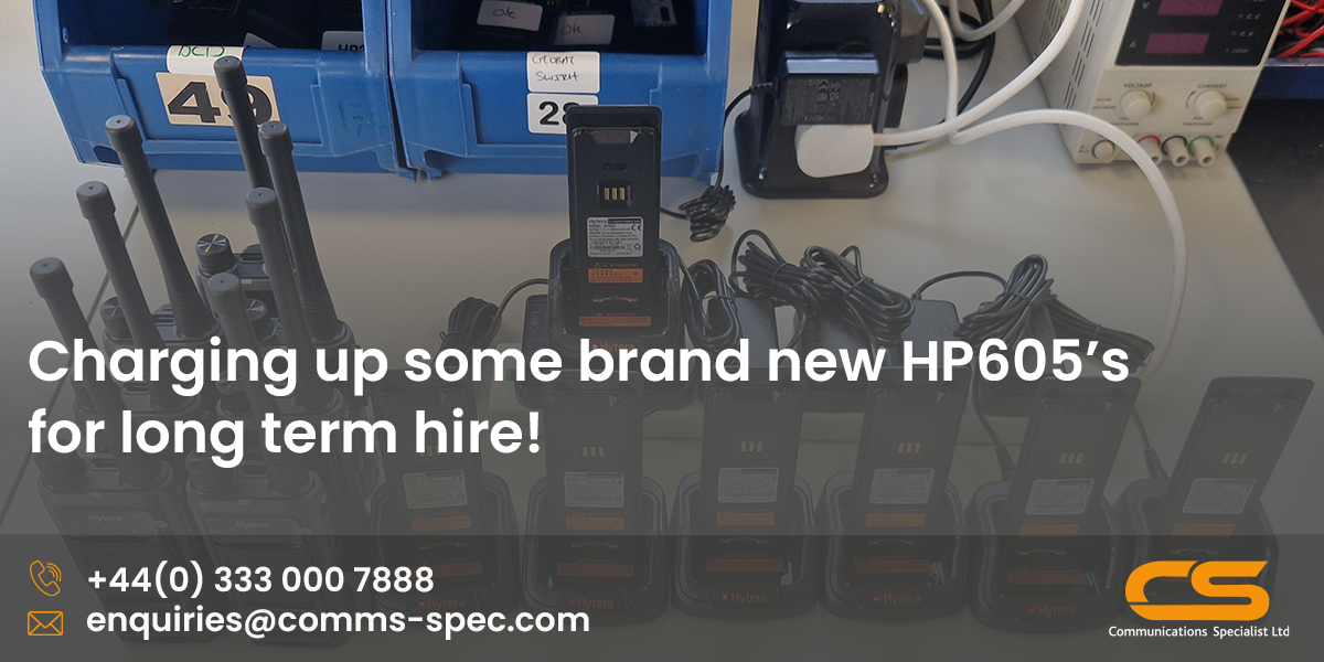 We're charging up our brand new HP605’s ready for long-term hire for royalty.  These are a small, compact & lightweight digital radio with great durability & digital features.
.
.
.
#radiocomms #radio #radiospecialists #radiohire #hp60radio #radios #commsspec