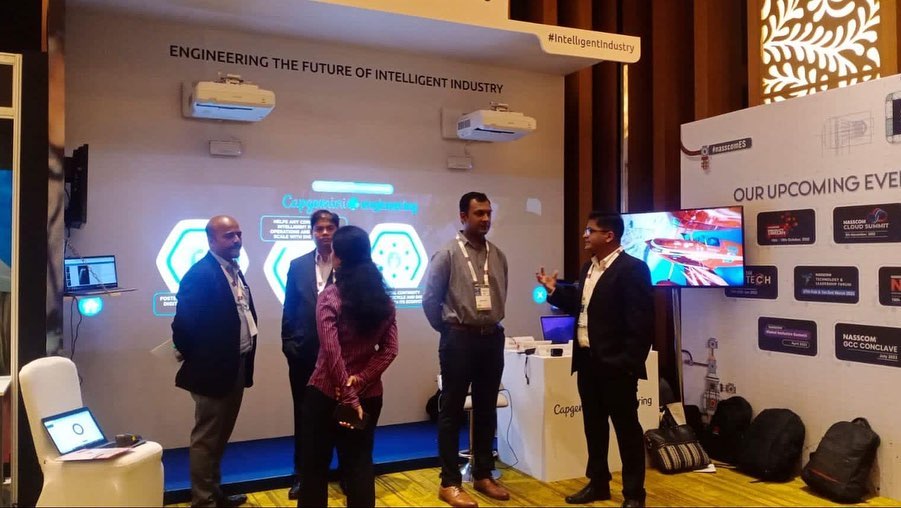 CapgeminiEngIN's tweet photo. Here is a glimpse of our experience zone at Taj Yeshwantpur, Bengaluru, @nasscom Design and Engineering Summit 2022.
Come check out our immersive showcases and interact with us about the future of the Intelligent Industry.
#CapgeminiAcesInnovation #nasscomES https://t.co/mTbYqX4pZv