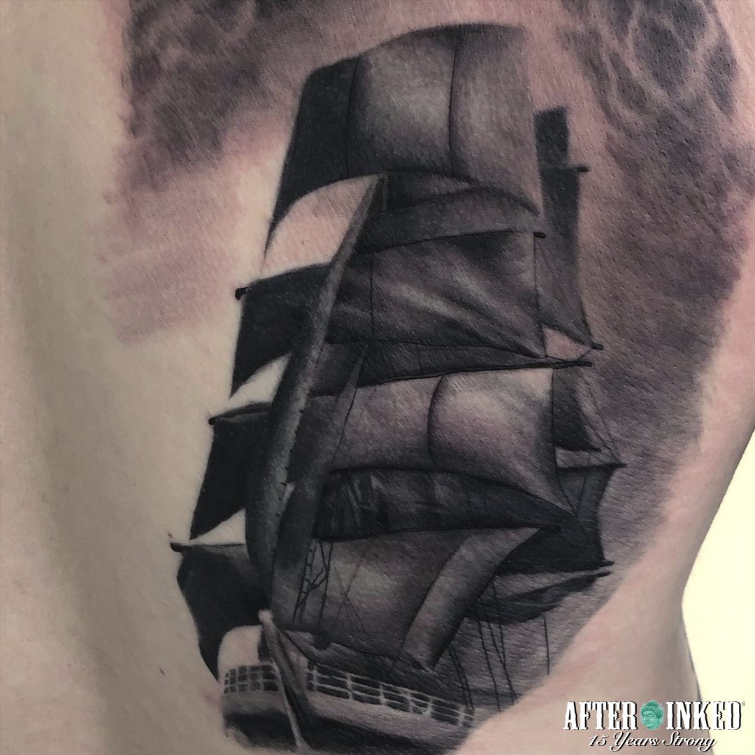 AfterInked's tweet photo. #ShipTattoos symbolize the love of freedom, adventurous souls and the courage of the brave. Ships also represent persistence and endurance. #Ship #blackandgrey #afterinked #proudusers #formulatedforperfection #afterinkedeveryday #vegan #ilovejohnwhite #borrowed.time.tattoo.studio https://t.co/32wTWTDX3d