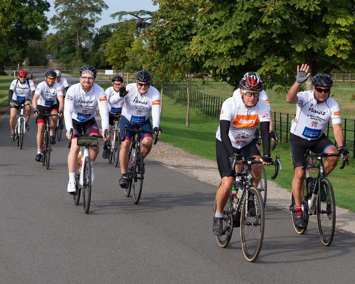 FurnitureMkrsCo's tweet photo. It’s day three of our charity cycle & arguably the toughest day. The team are biking 67 miles to Glossop with 1280m of elevation. Show your support by donating! https://t.co/7ml0oHGysP
Thank you to team jersey sponsors: #SandersonDesignGroup, @ShackletonsUK & @thebedfed. https://t.co/LJMxV71ek2