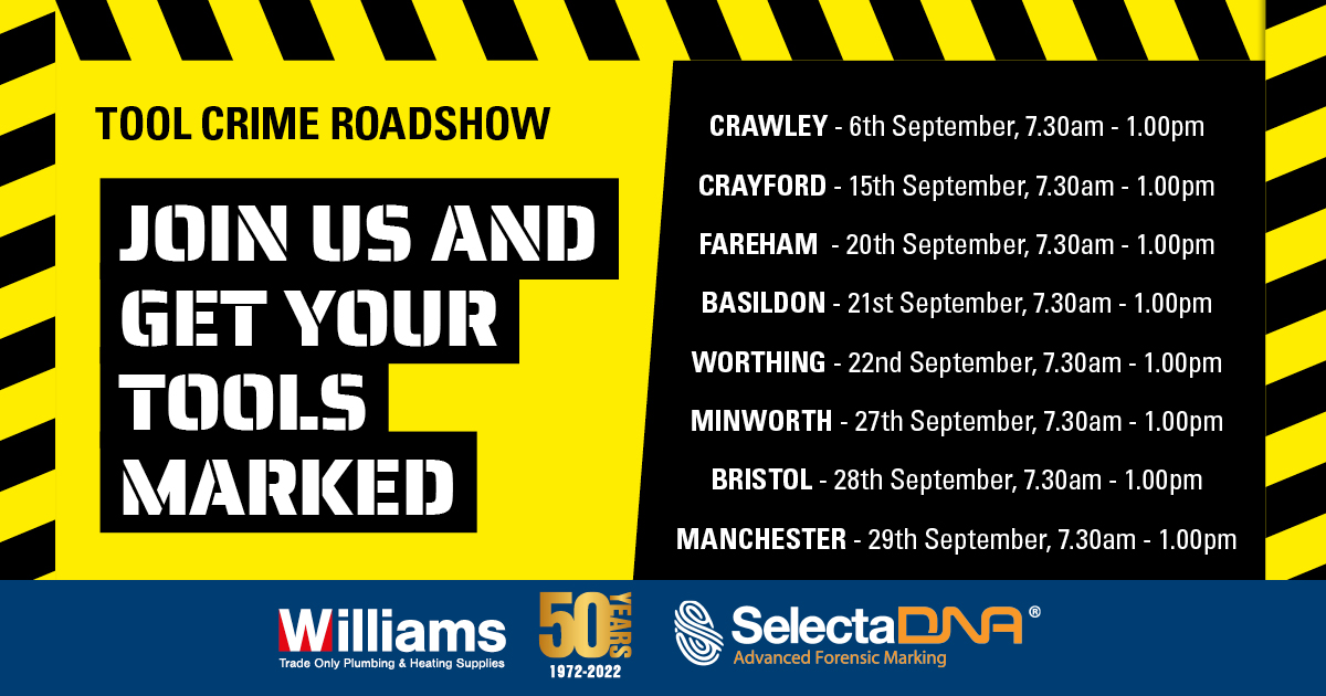 Williams_Co's tweet image. Our Tool Crime Roadshow is on it&apos;s way to CRAYFORD! 🙌

Pop by the Crayford Trade Counter tomorrow to mark and register your tools with @selectadna....bit.ly/ToolCrimeRoadshowBlog

#toolmarking #toolcrime #popup #roadshow