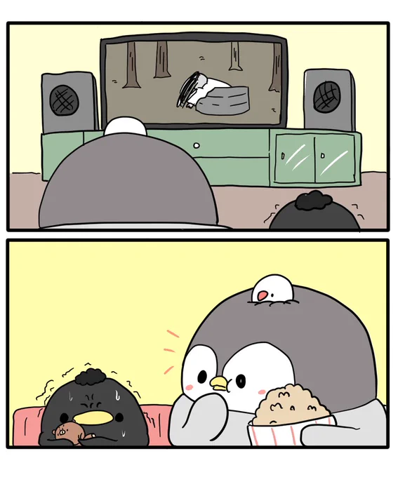 ちゃんぺんとミニぺんちゃん
「ホラー映画耐性ある者、ない者」 
