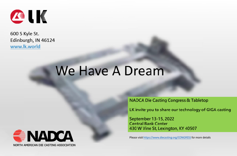<a href="/LKMachineryInt/">LK Machinery</a> , We are delighted to participate the NADCA Die Casting Congress &amp; Tabletop. It is a important event that gather insights, and information to improve business performance. 

We are looking forward to seeing you there at no. 138

#NADCA #Congress #diecasting