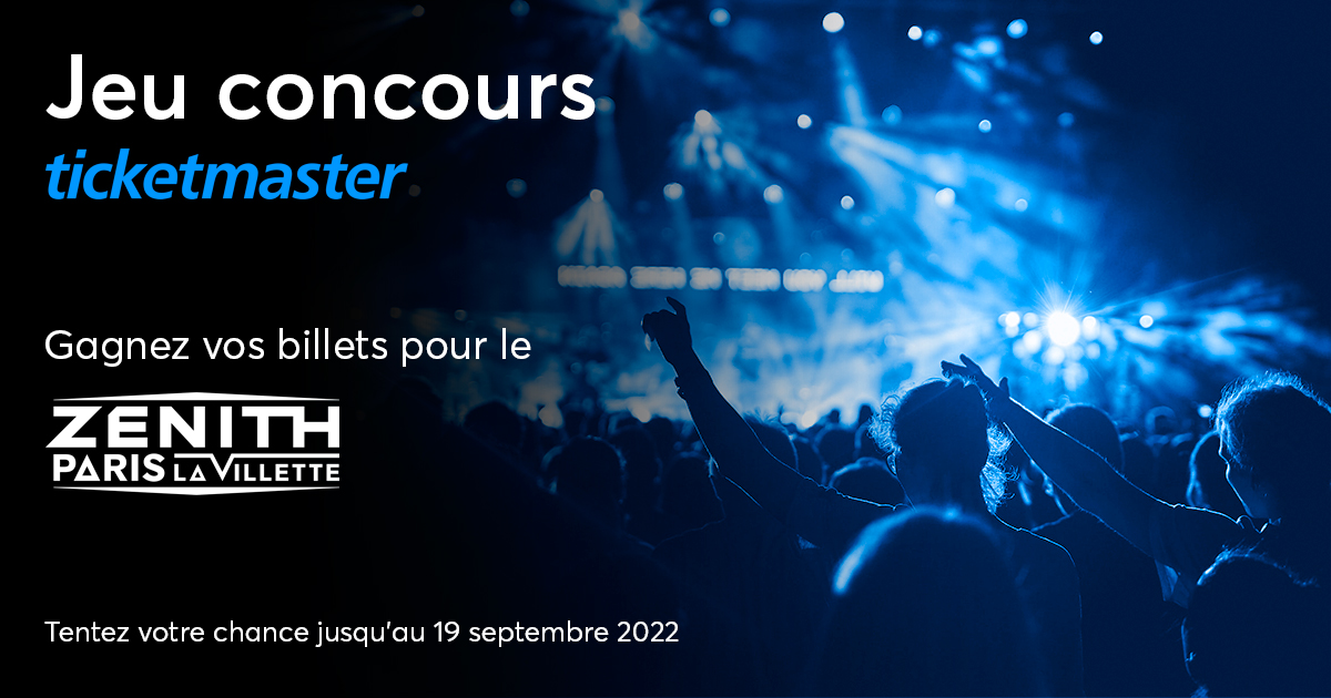 #CONCOURS
On vous fait gagner 2 places pour le concert/spectacle de votre choix au <a href="/Zenith_Paris/">Zénith Paris - La Villette</a> ! Pour participer c’est simple 😍
-Abonne-toi à <a href="/TicketmasterFR/">Ticketmaster.fr</a>
-Retweet et tag la personne que tu vas emmener avec toi 🔥
Tirage au sort lundi 19 septembre à 12h, bonne chance 🤞