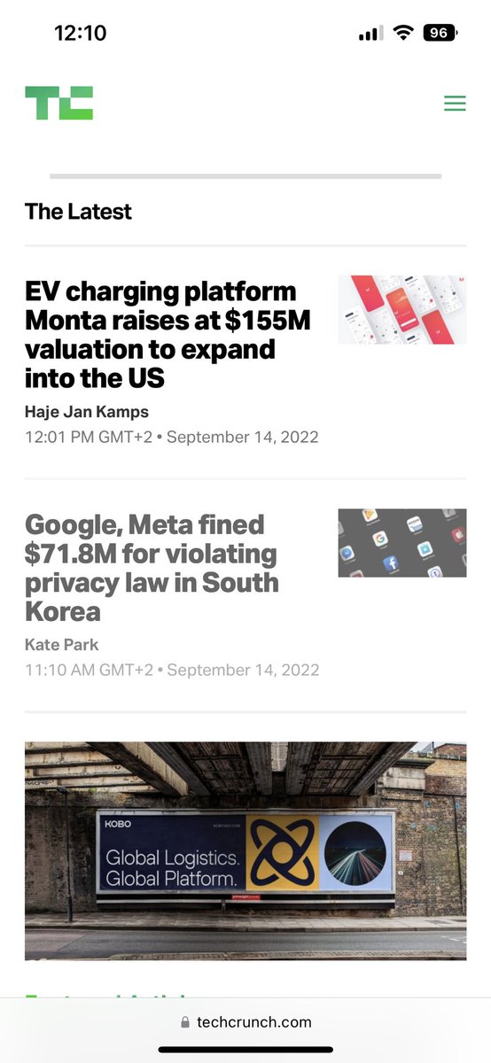 Front page <a href="/TechCrunch/">TechCrunch</a> 🤩✅

Monta raising another 30M in series a extension round. 🚀

techcrunch.com/2022/09/14/ev-…