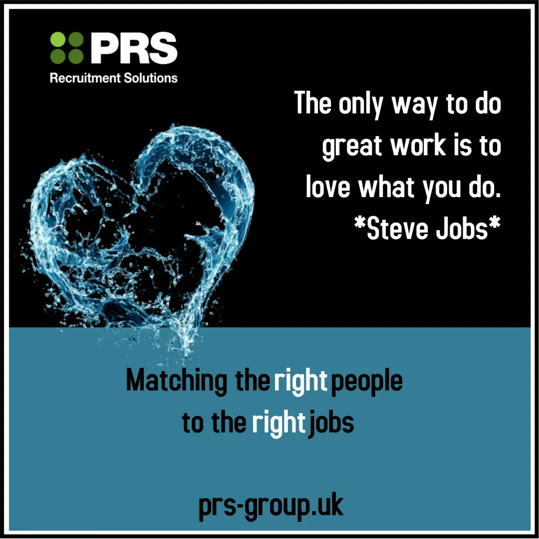 PRSRecSol's tweet photo. Some wise words on a Wednesday from Steve Jobs. The only way to do great work is to love what you do! We completely agree. #Work #SteveJobs #PRSRecruitment #Happy #Motivation #JobSearch #HGV #Driving #Ad #Surrey #SussexJobs #Career #WednesdayWisdom https://t.co/dGwF6ERvJa