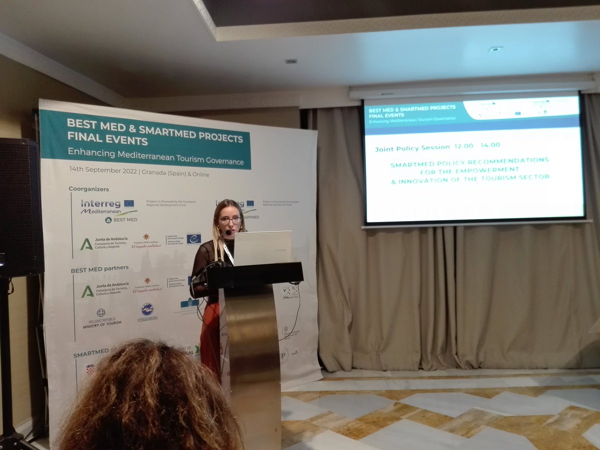 Any_Solution's tweet photo. Maria Garcies, from @CPMR_Europe is presenting the policy recomendations arising from the #StarMed project to enhance Mediterranean tourism governance, the first one being to put local communities at the heart of any tourism planning and decision-making https://t.co/pQznBXSjTW
