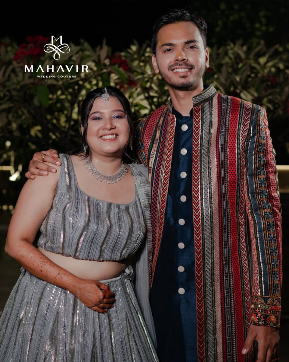 Mahavircouture's tweet photo. The bride and groom shining bright in Mahavir Collections. Make your D-Day memorable by shopping from latest Mahavir Collections 

#mahavircollections #engagement #engagementbride #engagementlook #engagementshoot #engagementdress #engagementbride #wedding https://t.co/GEQ3YTYwyr