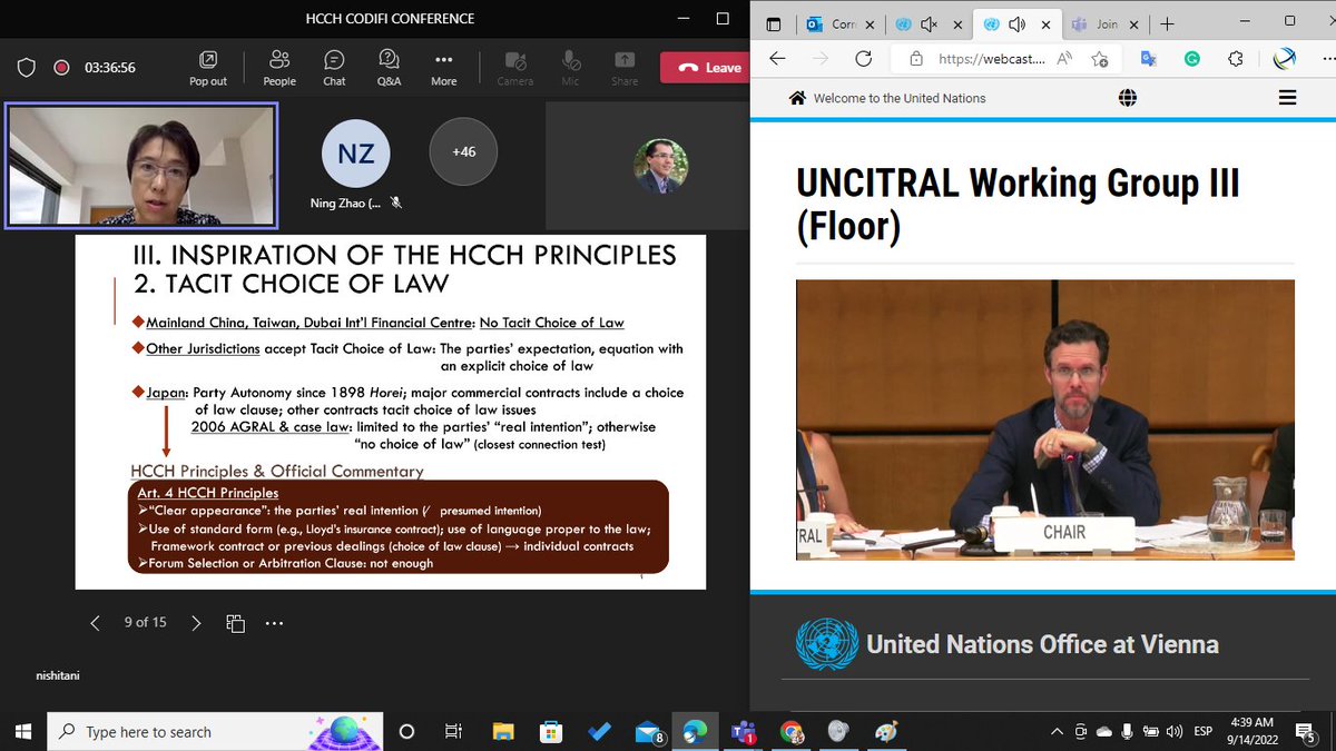 #Día7 de las sesiones del #WG3 de la #UNCITRAL 🇺🇳 y #Día2 de #CODIFI de la <a href="/HCCH_TheHague/">HCCH</a> • Dentro de la <a href="/UN/">United Nations</a> estamos discutiendo la adopción de un código de conducta para árbitros que participen en la solución de conflictos en materia de inversión.
