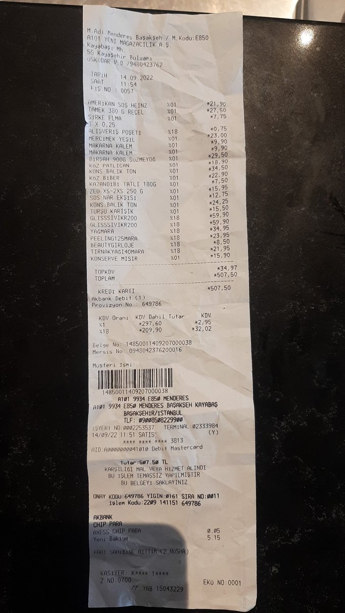 A101 marketlerin KDV oranı siparişin üstüne ekliyor indirim reyonu olmasına rağmen.