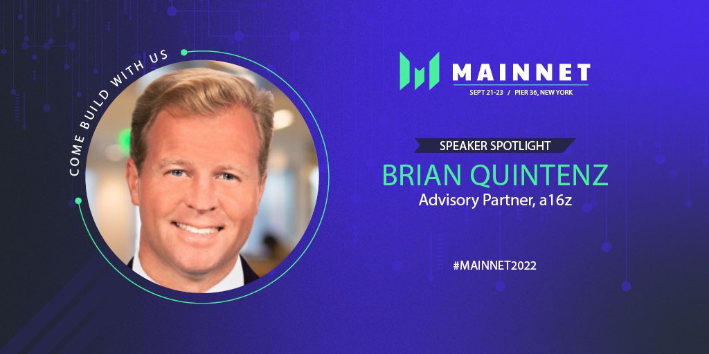 BrianQuintenz's tweet image. #Mainnet2021 was the first conference I attended after leaving the government. Really excited to be coming back to #Mainnet2022 as a speaker on crypto’s regulatory pain points. Always such good energy at this event. See you there.