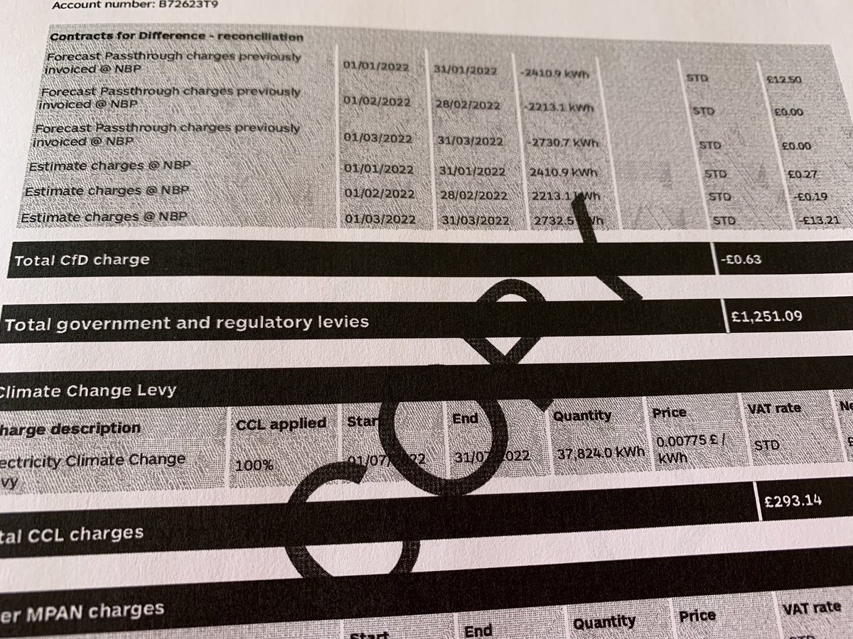26% (not including VAT) of this electric bill is gov &amp; other levies… maybe we could get rid of these! 🤯
