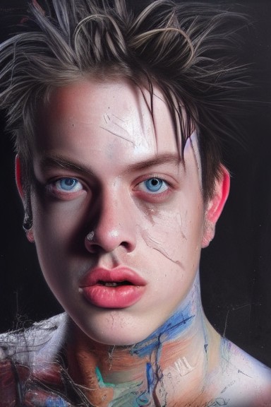 NinaCamplin's tweet photo. "Highly detailed and textured painting of Yungblud hyperrealistic portrait with loving eyes, emotionally expressive, highly detailed oil pain..." - made with @NightCafeStudio 

https://t.co/PPTOUnHZAL

#aiart #nightcafe #digitalart https://t.co/66cwTLDpu3