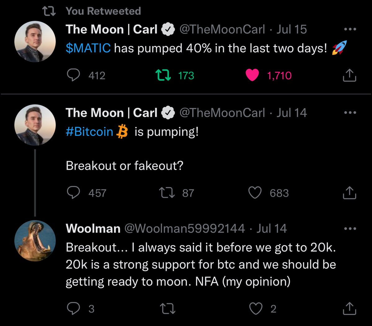 Woolman59992144's tweet photo. @MacnBTC These are screenshots of my comments on their predictions or shit analysis...Those guys are🤡🤡🤡 https://t.co/khHPBJm6DB