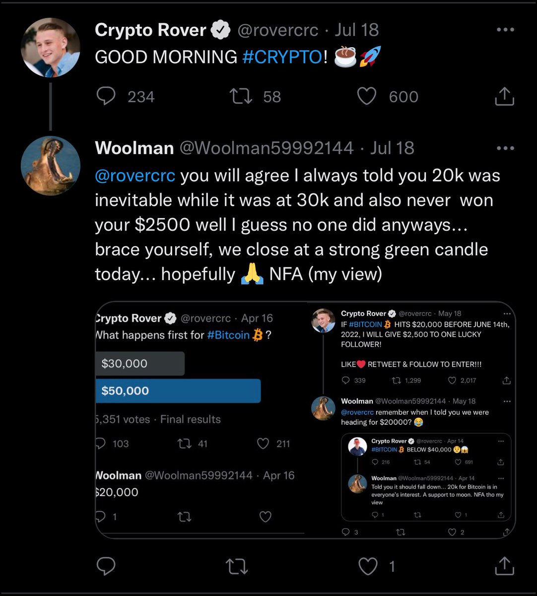 Woolman59992144's tweet photo. @MacnBTC These are screenshots of my comments on their predictions or shit analysis...Those guys are🤡🤡🤡 https://t.co/khHPBJm6DB