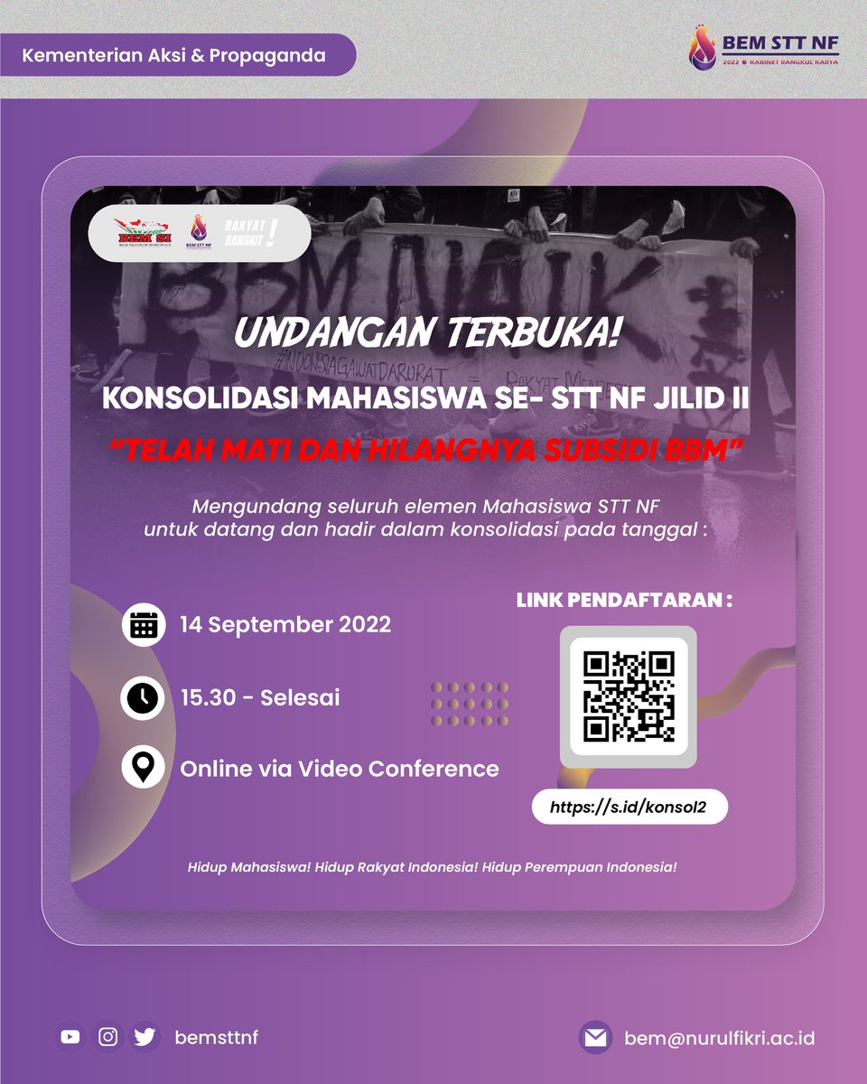 bemsttnf's tweet photo. [ KONSOLIDASI JILID II SE STT NF ]

Assalamualaikum Warahmatullahi Wabarakatuh 

Halo sahabat nufian🙌

Untuk yang kedua kalinya kita akan mencoba untuk turun ke jalan, agar kebijakan kenaikan harga BBM dapat dipertimbangkan lagi https://t.co/LgEi4PO1ED