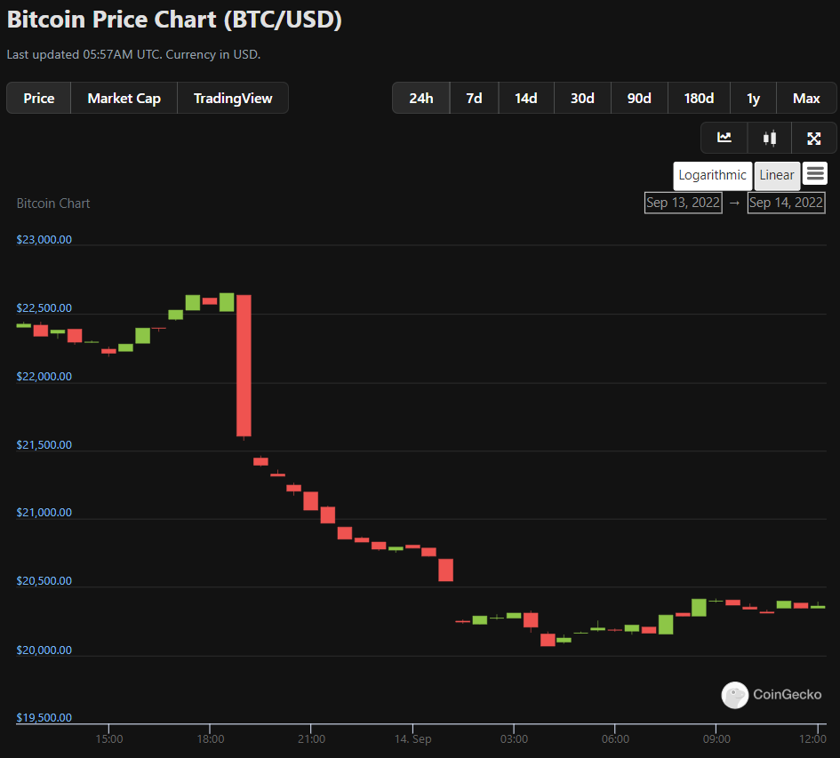 yourcryptofan's tweet photo. Bitcoin Price Chart (BTC/USD) 09.14.2022
#nft #opensea #nfts #art #nftcollector #design  #nftartist #nftcommunity #NFT #dragon #austintexas #tajimihot #atlantahairstylist #big #thickthighssavelives #thebayapes #apes #ethereum #blockchaintechnology #web3 #cryptocurrency #cryptoart https://t.co/3PHXQwq7lP
