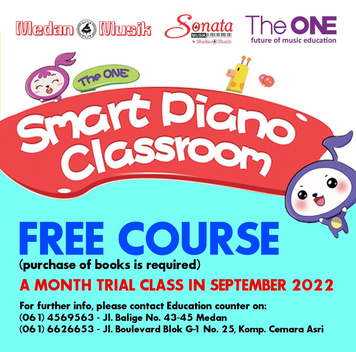 JANGAN SAMPAI KETINGGALAN YA PROMO 
FREE DAFTAR + FREE TRIAL CLASS 1 BULAN

Cuma di bulan September aja ya Music Lovers🎶