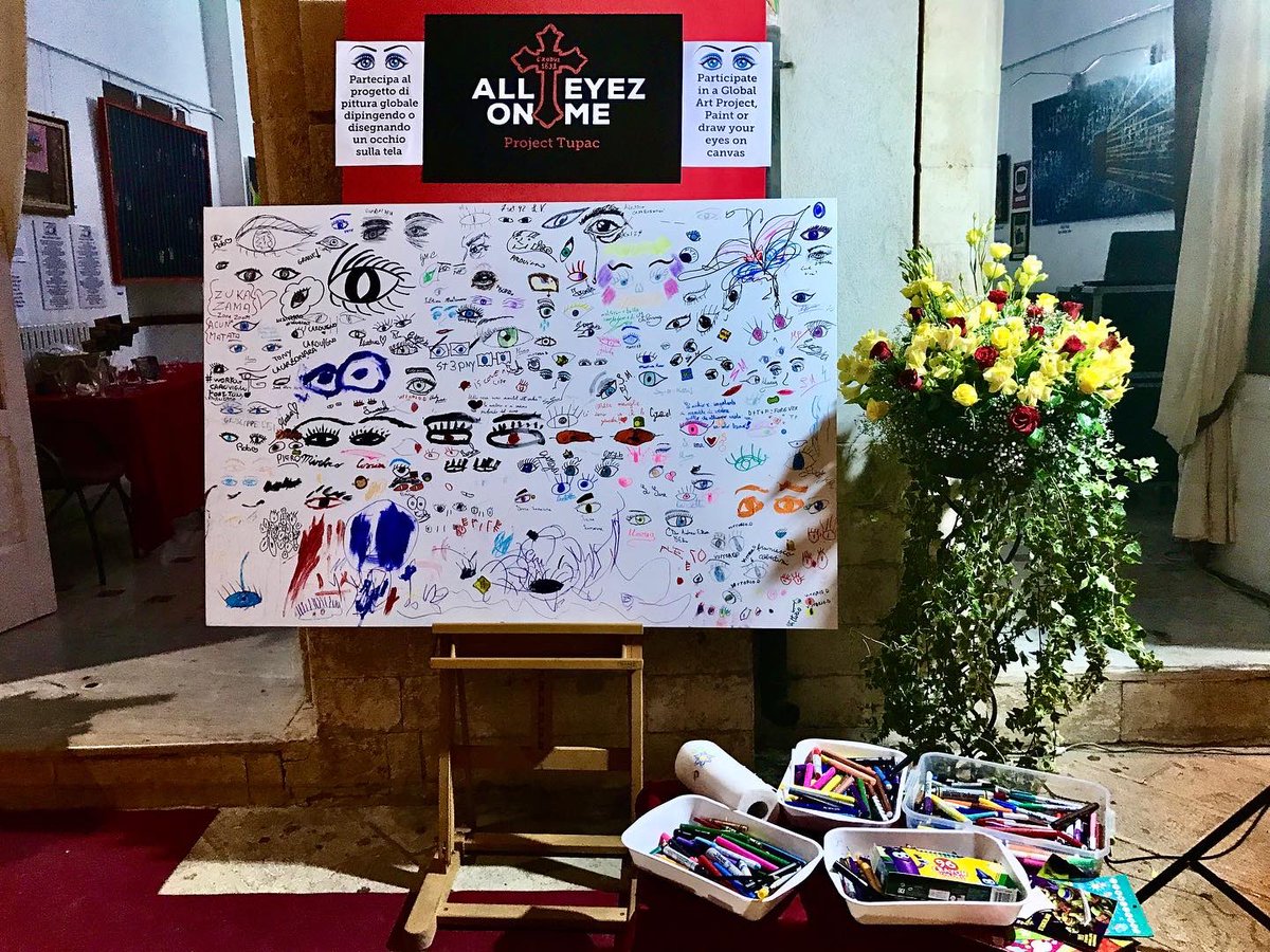 ProjectTupac's tweet photo. In honor of Tupac! Project Tupac doing my part to keep Tupac’s Lyrical Messages Alive! Martina Franca, Italy Project Tupac Art Exhibition! #Tupac #Projecttupac #2Pac https://t.co/Z2QGUNDemt