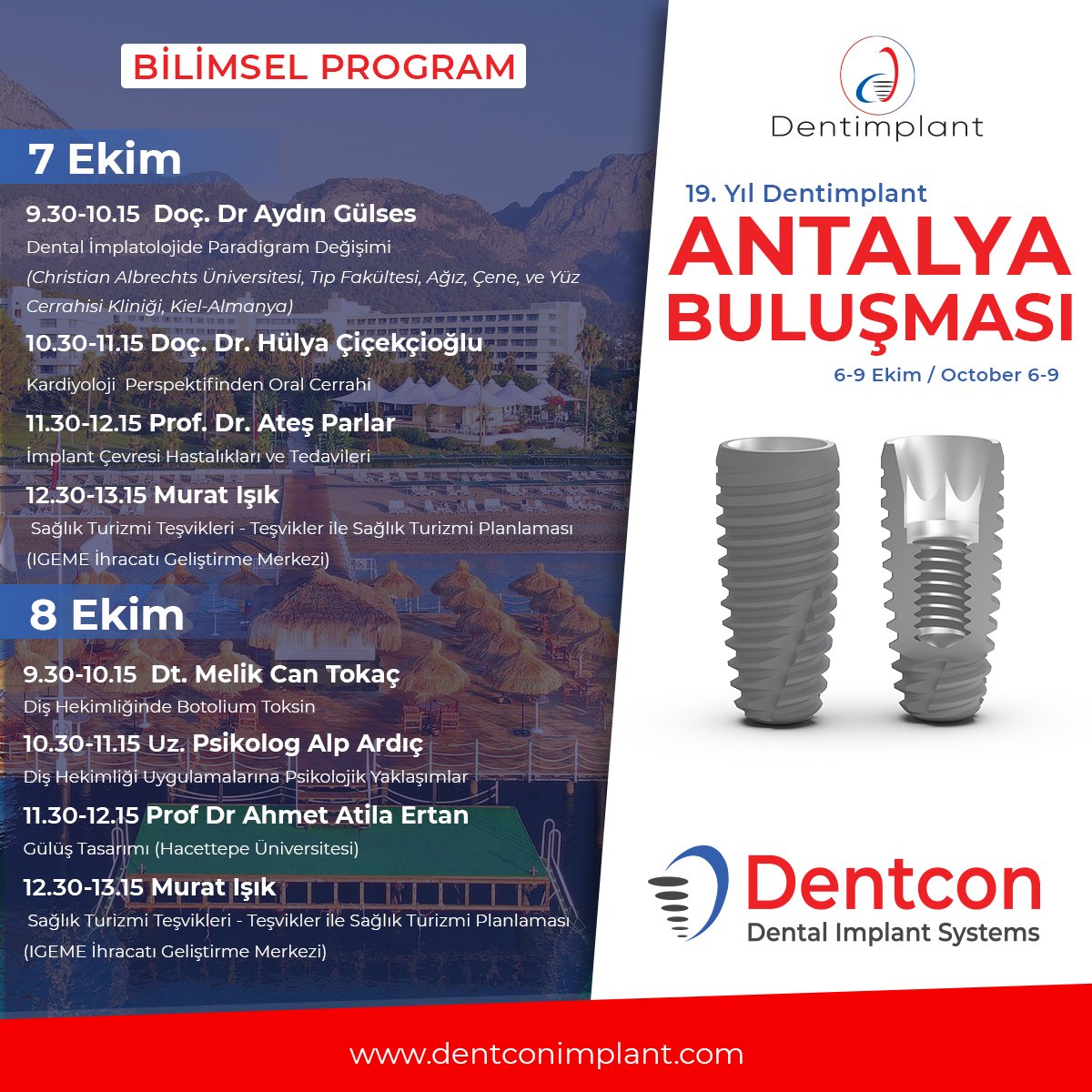 DentconImplant's tweet photo. Program announced at the Dentimplant &amp; Dentcon Scientific &amp; Social Meeting.

For participants from other countries;

Please send us email to ‘export@dentimplant.com.tr’ or contact our sales department. https://t.co/5xrxn4DnMW