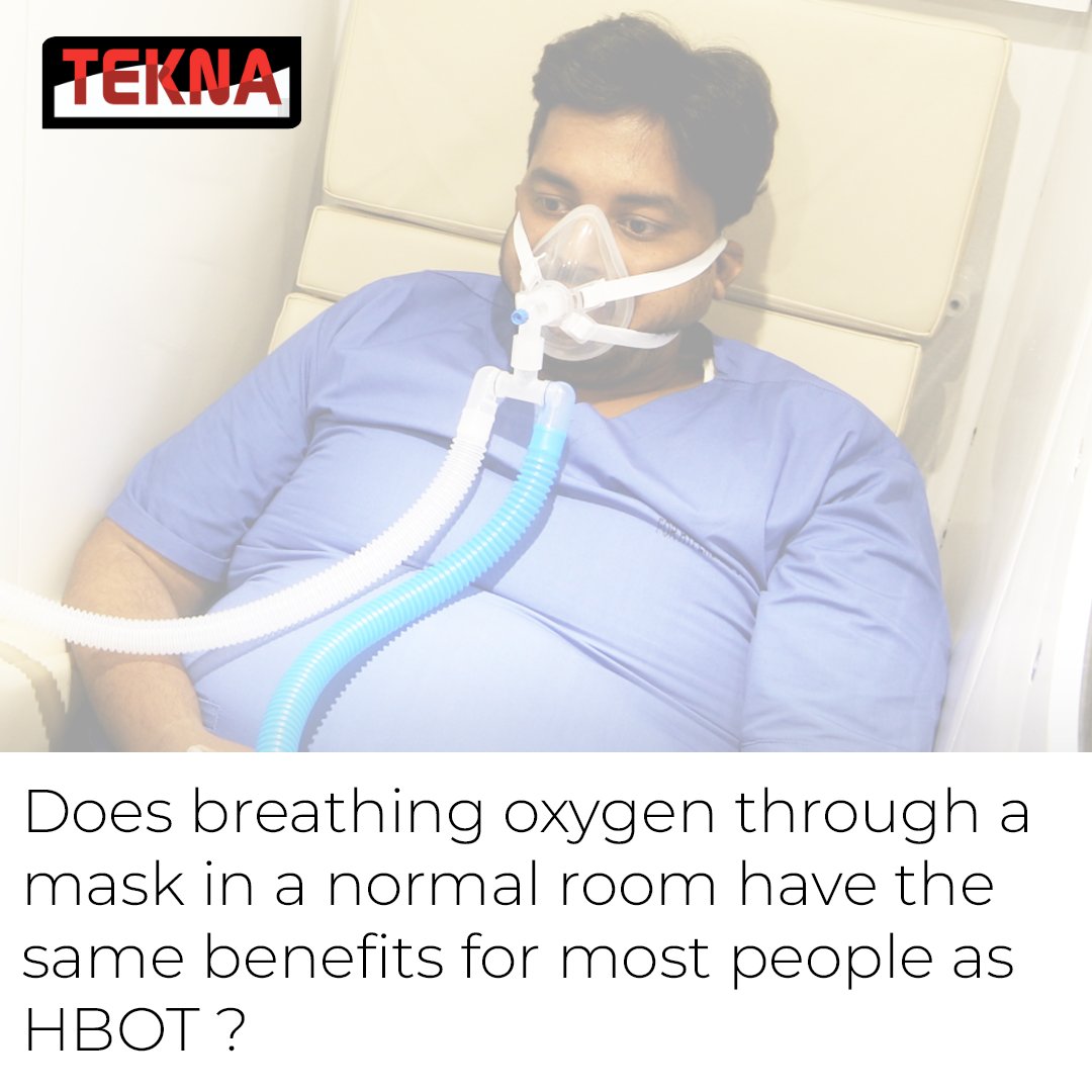 TeknaHyperbaric's tweet photo. 🙅‍♀️ No, it does not. 👉 Breathing oxygen through a mask in a room with normal air pressure should increase the oxygen concentration carried by the hemoglobin of the red blood cells. ➡️ However, HBOT has an additional effect. ℹ️ Medical News Today #Tekna #Breathing #Oxygen #Mask https://t.co/NVPLQ7aJUy