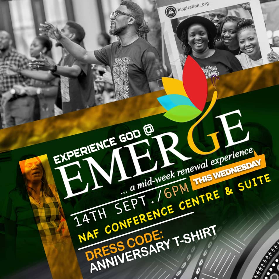 inspiration_org's tweet photo. Join us this evening at our Mid-Week Renewal service tagged EMERGE as we celebrate God in praises and worship for seven (7) years of His unwavering grace.
Date: 14th September, 2022
Time: 6:00pm
Invite your friends and family.
See you there!
#TimeofRest
#ILCCis7
#EMERGE https://t.co/XIRjqvgwtV