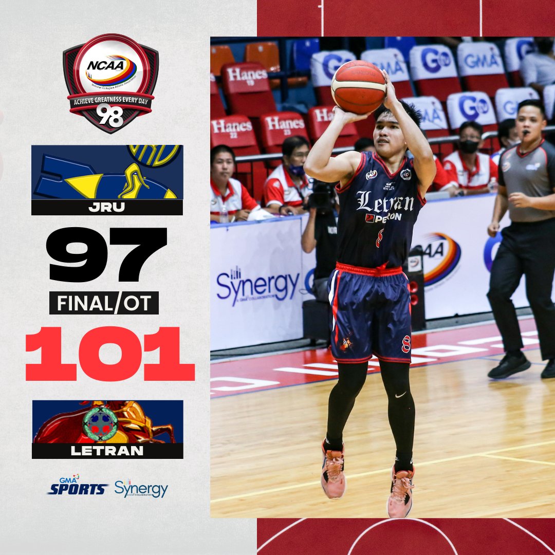 What a game! Letran escapes JRU in OT! #NCAASeason98 LIVE: youtube.com/ncaaphilippine…