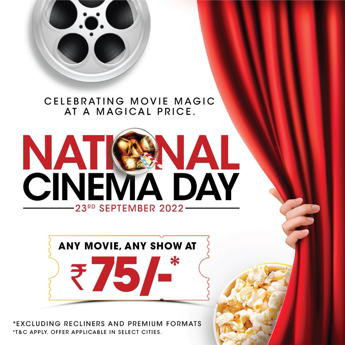 Celebrating ‘National Cinema Day’ on 23rd Sept 2022, Watch movies at Rs. 75/- only.
*T&amp;C Apply

We offer you a deal you cannot resist ! FamJam with friends and Family at Carnival Cinemas.

#nationalcinemaday #23sep #MAI #FICCI  #carnivalcinemas #comecelebrate