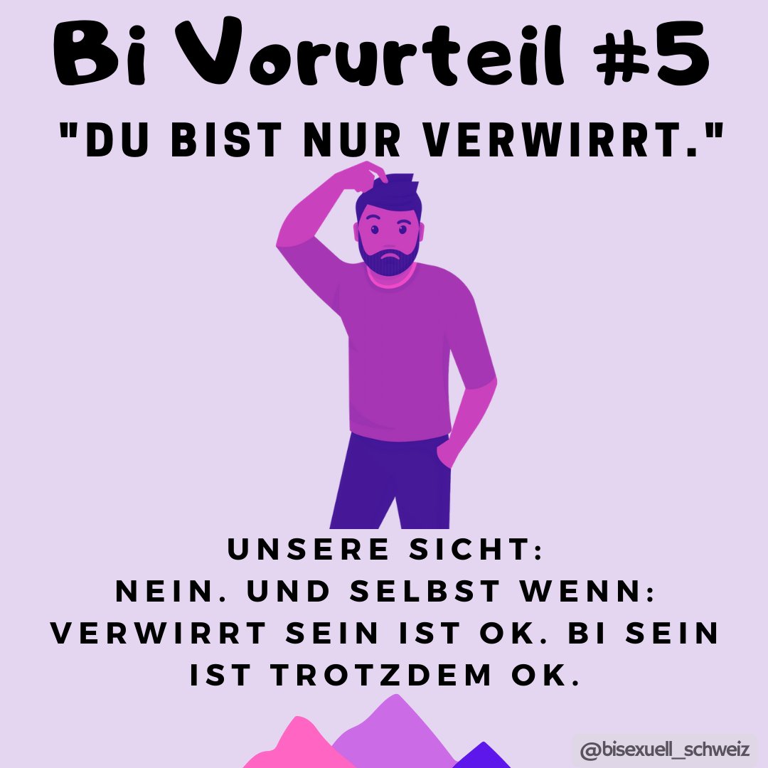 Bisexuelle sind nicht verwirrt. Oder besser gesagt nicht mehr als all die anderen Menschen da draussen auch 🙃
Die bisexuelle Orientierung hat genauso ihre Berechtigung wie alle anderen sexuellen Orientierungen.
#bisexuell #bivorurteile #notconfused #bisexuellschweiz