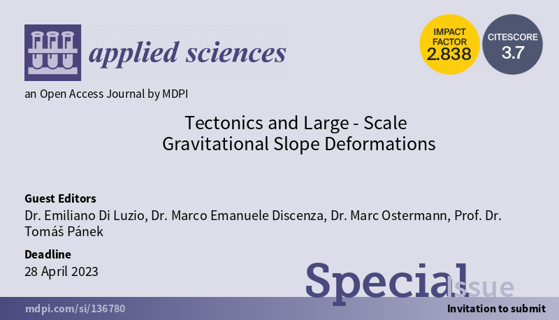 Applsci's tweet photo. #SpecialIssue
Tectonics and Large-Scale Gravitational Slope Deformations

📅 28 April 2023

👨‍🔬 Guest Editors: Dr. Emiliano Di Luzio from @cnr_igag, and Dr. Marco Emanuele Discenza, Dr. Marc Ostermann, Prof. Dr. Tomáš Pánek

🔗 https://t.co/T7DJbQ9nT2

#mdpiapplsci #numericalmodel https://t.co/jwjx6OtSVc