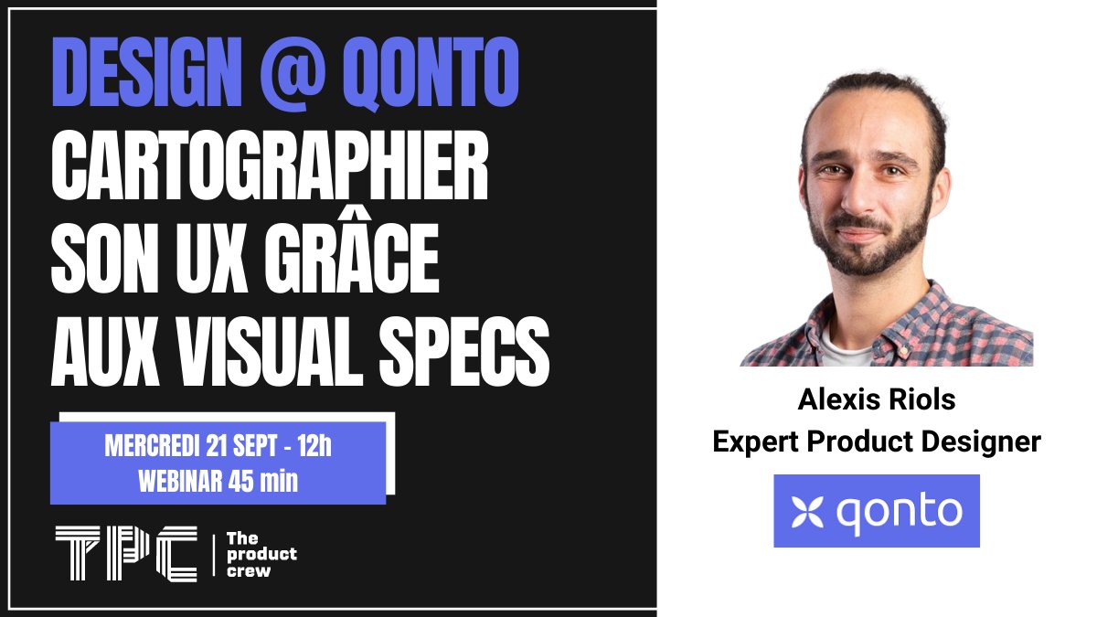 1ère masterclass design The Product Crew le 21 septembre: Cartographier son UX grâce aux Visual Specs 👇 meetup.com/theproductcrew…