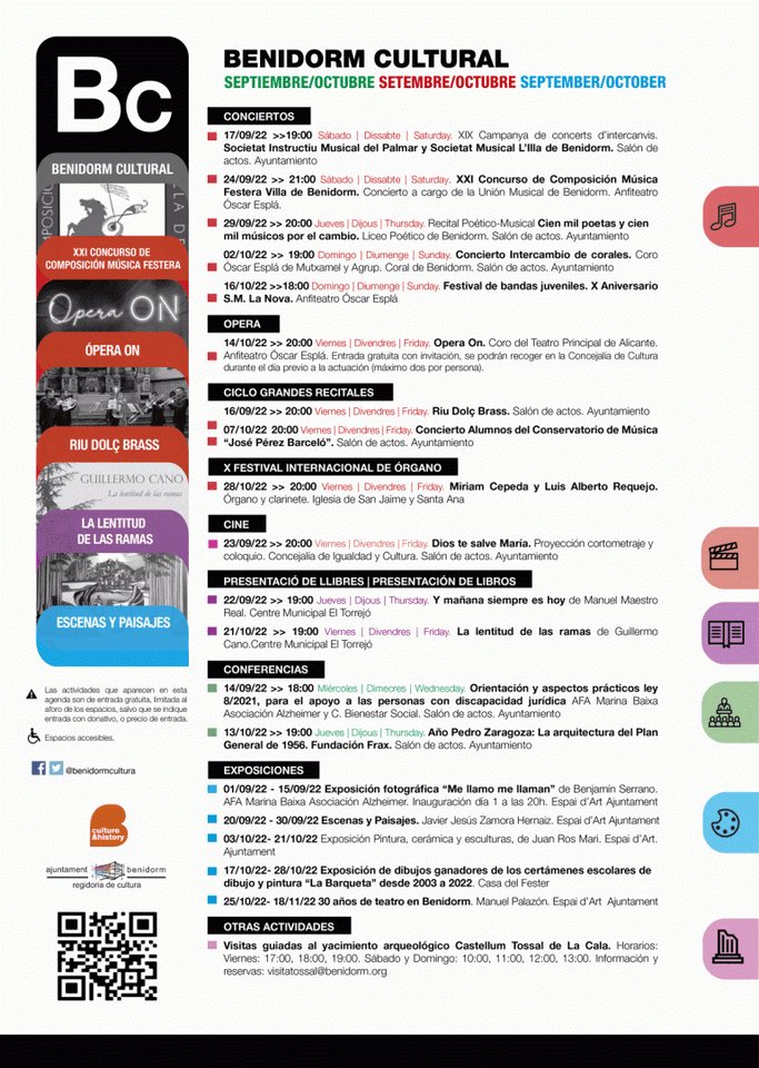 Buenos días #Benilovers, os recordamos hoy  la programación cultural de Benidorm para septiembre y octubre. Hoy, Riu Dolç Brass en el salón de actos del ayuntamiento 🎵

#BenidormMusicAndEmotion #visitBenidorm #cultura