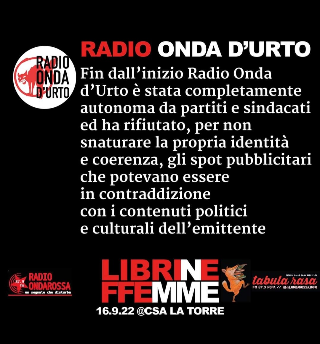 tiztr's tweet photo. Continua la presentazione dell'incontro del 16 settembre #LibrInEffEmme organizzato da #tabularasa al #CsaLaTorre dove si discuterà della stretta relazione fra libri, lettura e radio. 
Con @radiondadurto @radiofujiko @Radiondarossa @marinosinibaldi @FlorindaFiamma https://t.co/gwmqxMp7Xn