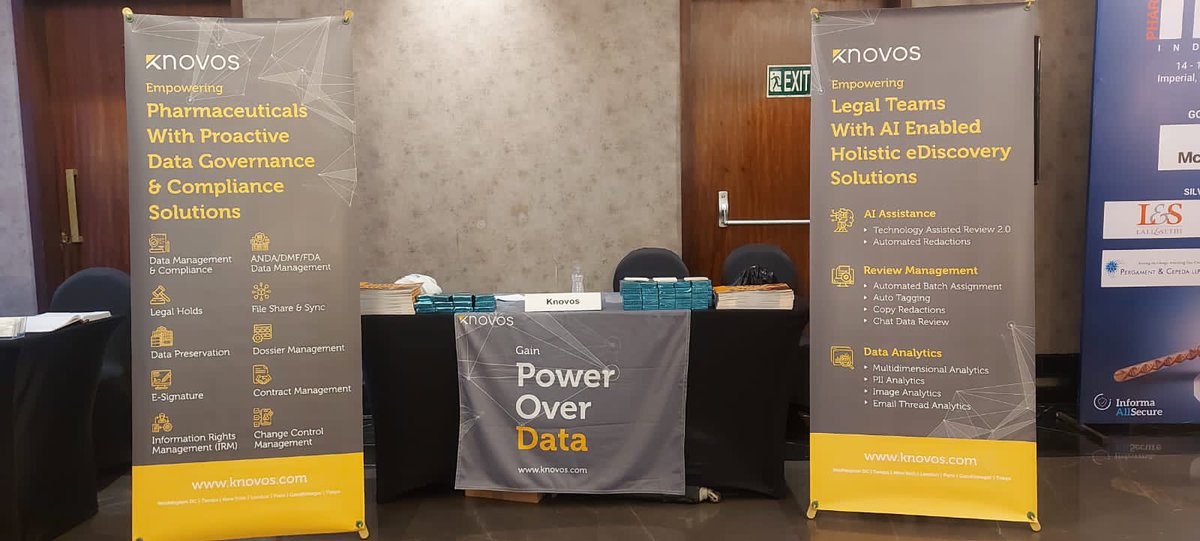 KnovosOfficial's tweet photo. Team Knovos at 11th Annual Pharma IPR Conference, Mumbai. Visit our booth to discuss the latest technology enhancement we made &amp; how it helps solve real-time data challenges for you. #pharmaipr2022 #pharmaipr #Pharmaceutical @CPhI_Conference @IPR2018 https://t.co/wUJmCLvb7D