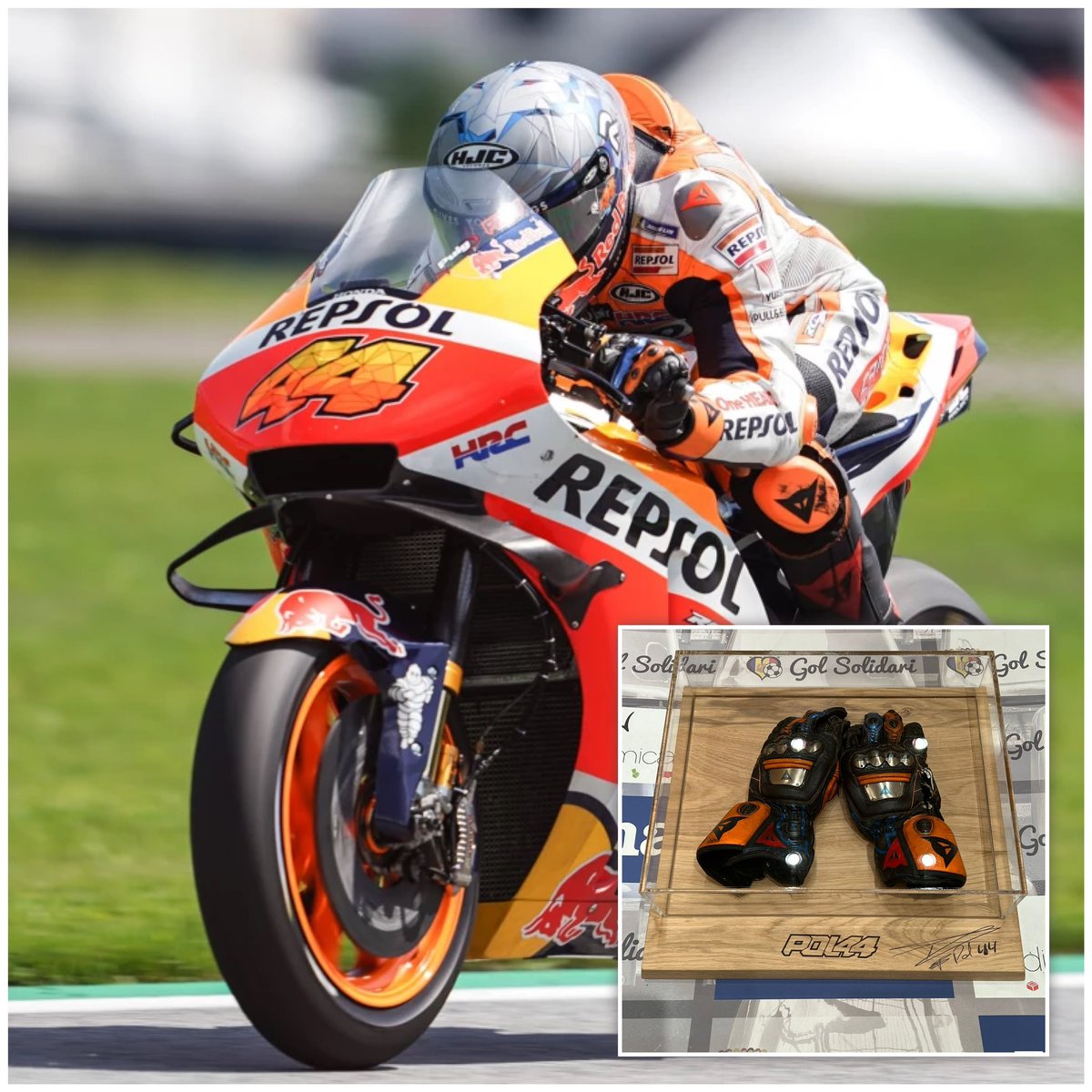 GolSolidariAnd's tweet photo. Un dels nostres, @polespargaro 🏍 ens va fer entrega dels guants @dainese utilitzats al @MotoGP de València 🇪🇸, del curs passat. Ja a subhasta 🤩 Gràcies crack😘 #polespargaro #motogp #charity #children #usedgloves #andorra #golsolidari https://t.co/Vq1VpELlvs