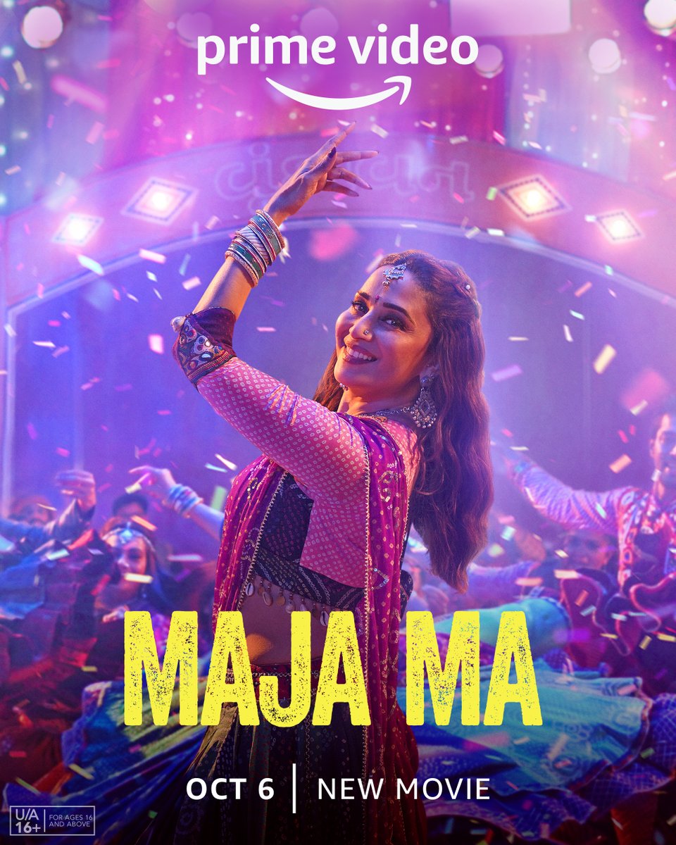 the dancing diva is back and how! blessing your screens to do away with your mid-week blues - now we're feeling Maja Ma 😉 watch #MajaMaOnPrime, Oct 6 @MadhuriDixit @raogajraj @ritwikbhowmikk @BarkhaSingh0308 #SrishtiSrivastava #RajitKapur #SheebaChaddha #SimoneSingh