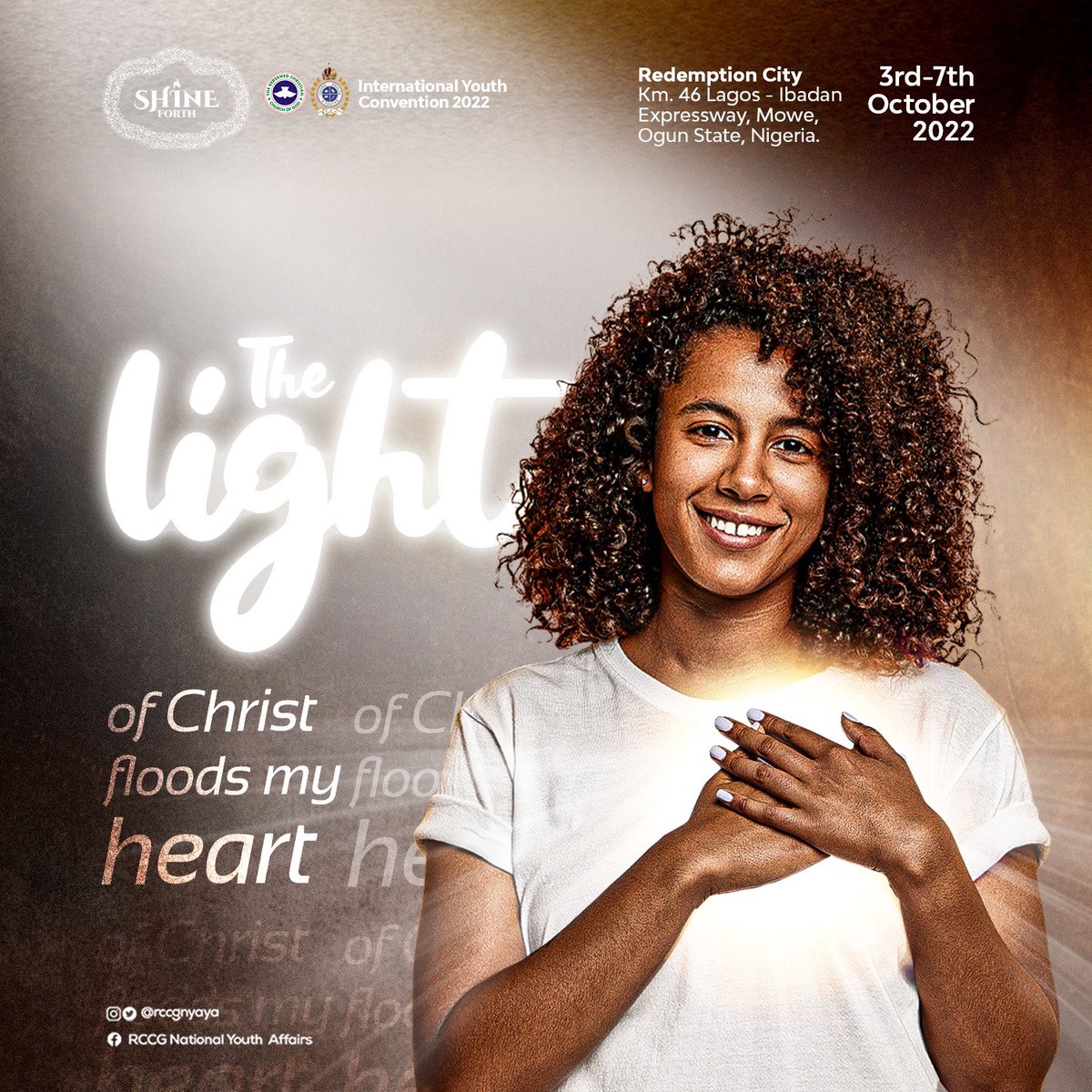 Declare boldly!

The light of God floods my heart. Darkness has no place in my space. The light of God in me extends to everyone and everything around me. I Shine Forth!

#RCCGIYC2022 #ShineForth