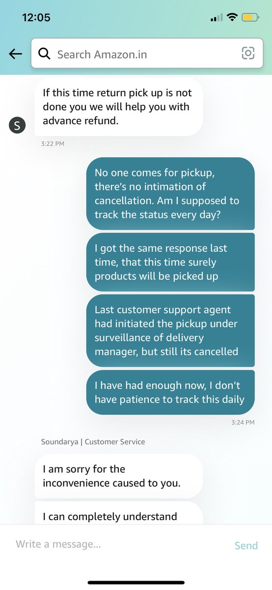 nimittaneja's tweet image. Pathetic delivery service &amp;amp; worse customer care by @amazonIN 
I’ve raised return of my order 5 times now.Pickup guys come on bike, cancel it saying it’ll be picked up by auto due to size.Cust care has no solution than raising new pickup #boycottAmazon #GreatIndianFraudSale #GIFS