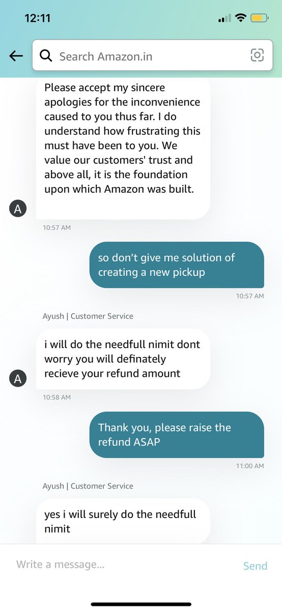 nimittaneja's tweet image. The amount of chat &amp;amp; call I have had with the customer support doesn’t fit in one tweet. The customer care had the audacity to tell me that return pickup is being cancelled by me, Like this is my TimePass game. Unbelievable 🙄#boycottAmazon #GreatIndianFraudSale #GIFS @amazonIN