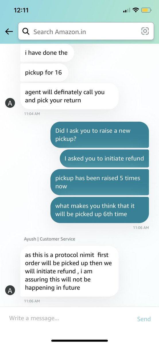 nimittaneja's tweet image. The amount of chat &amp;amp; call I have had with the customer support doesn’t fit in one tweet. The customer care had the audacity to tell me that return pickup is being cancelled by me, Like this is my TimePass game. Unbelievable 🙄#boycottAmazon #GreatIndianFraudSale #GIFS @amazonIN