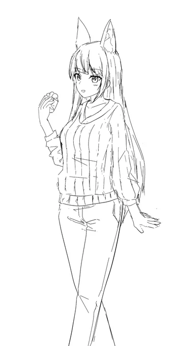 マジで個人的な話これで落書きとしては完成だったんですよね…
(バランス調整は置いといて)清書して無駄に完成度落としちゃったかも💦 