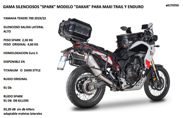 JACpcb's tweet photo. Escapes SPARK modelo Dakar versión alta Titanium o dark STYLE disponemos para YAMAHA TENERE 700
19/22 homologado euro 4/5 https://t.co/zYkxCwNFf3
