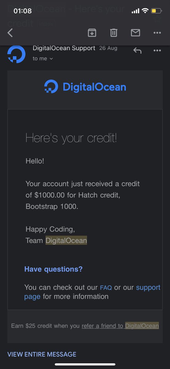 Impressed by startups support at international market, approved to receive <a href="/digitalocean/">DigitalOcean</a> and <a href="/SendGrid/">۟</a> credits saving over $100/m for <a href="/many_bio/">ManyBio - LinkInBio</a> and Zakazhi.kz 

Wish there would be such support at local Kazakhstan market too <a href="/BagdatMussin/">Bagdat Mussin</a> 
#startups #buildinpublic
