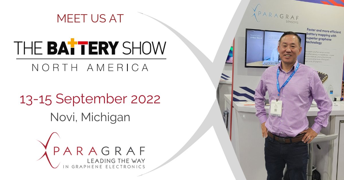 Paragraf_Gr's tweet image. @thebatteryshow is underway – come along to stand 2345 and talk to Bill Staten about our #graphene #Hallsensors, ideal for use in current density mapping, cell monitoring, battery management systems, failure mode analysis and more.

#TBS22 #TheBatteryShow #batterymapping #bms