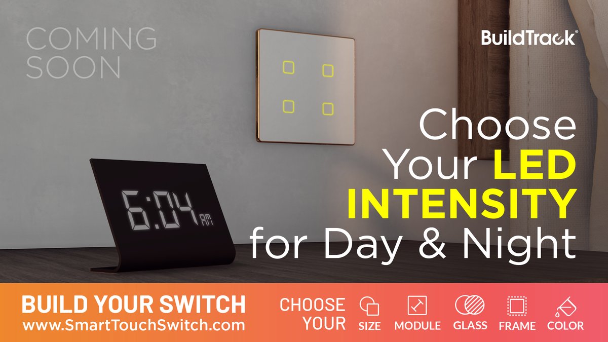buildtrack's tweet image. COMING SOON .. 
Now, Choose  LED colour of your choice on your Touch Switch for Day and Night

#buildtrack #touchswitch #smarttouchswitch #smarthome #smarthotel #homeautomation #hotelautomation #led #touchswitchled #architects #interiordesigners #interiordecor #lifestyle