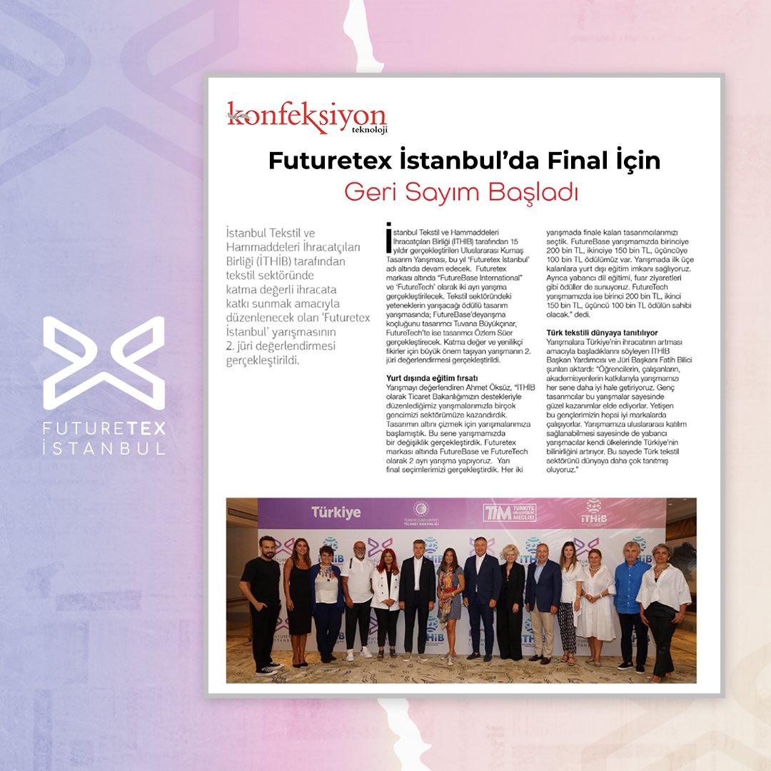 futuretexist's tweet photo. Futuretex İstanbul Yarışmalarımız için geri sayım başladı!
#futuretex #final https://t.co/NWVNyuNb0O