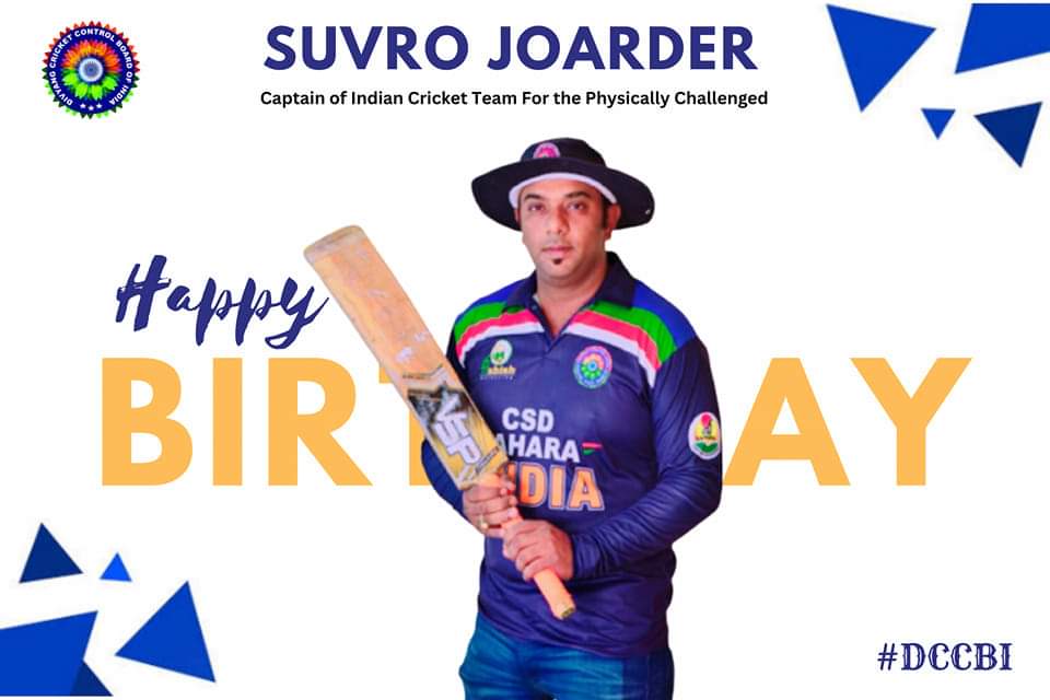 Happy Birthday Suvro Joarder, Captain of Indian Divyang-jan Cricket team.
#suvrojoarder is the first disability cricketer who scored a century.
#happybirthday #DCCBI #Disabilitycricket #disabilitysports #supportdisabilitycricket